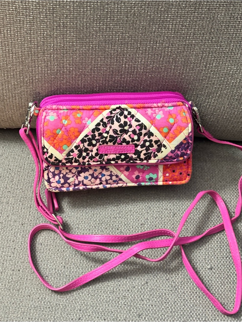 Vera Bradley Pink Floral Patchwork Crossbody Wallet